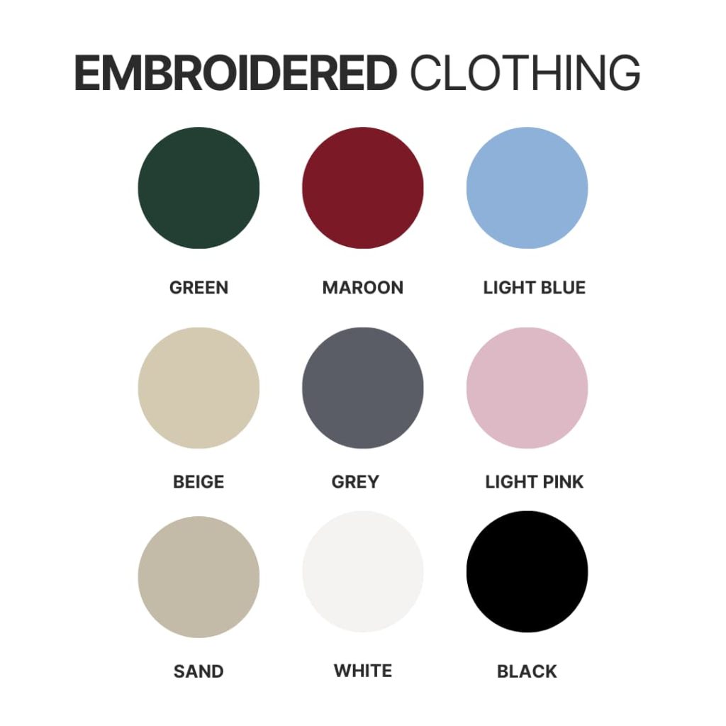 Embroidered clothing color chart 1 - German Shepherd Shop