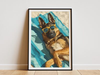 German Shepherd Cool Hawaii Beach Wall Art