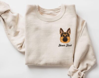 German Shepherd Lover Portrait Embroidered Sweatshirt