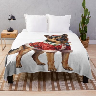 German Shepherd Iconic Illustration Throw Blanket