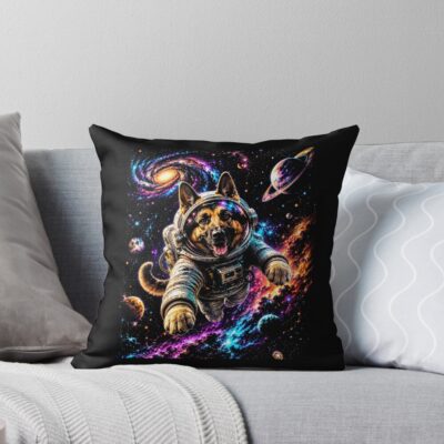 German Shepherd Modern Illustration Throw Pillow