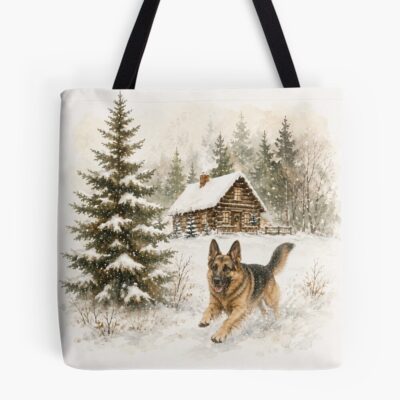 German Shepherd Graphic Illustration Tote Bag